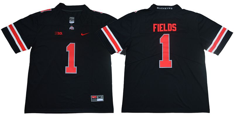 Men Ohio State Buckeyes 1 Fields Black Nike NCAA Jerseys